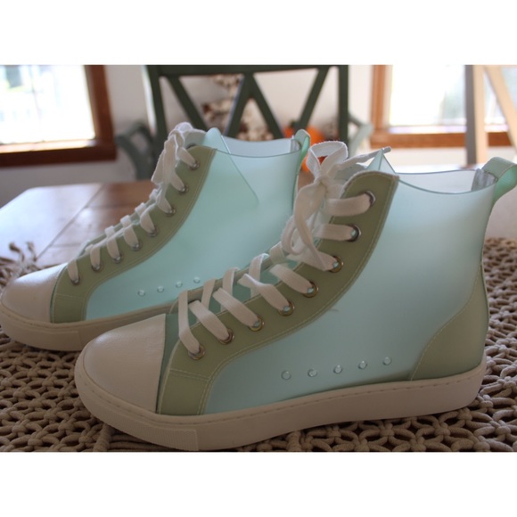 Aldo Shoes - NWOT Aldo Mint Vinyl Clear Platform High Tops 6.5 37 EURO 4 UK